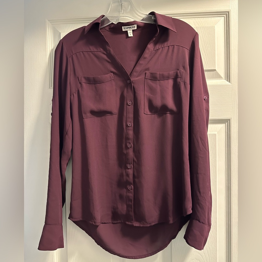 Express Women's Plum Button-Down Shirt